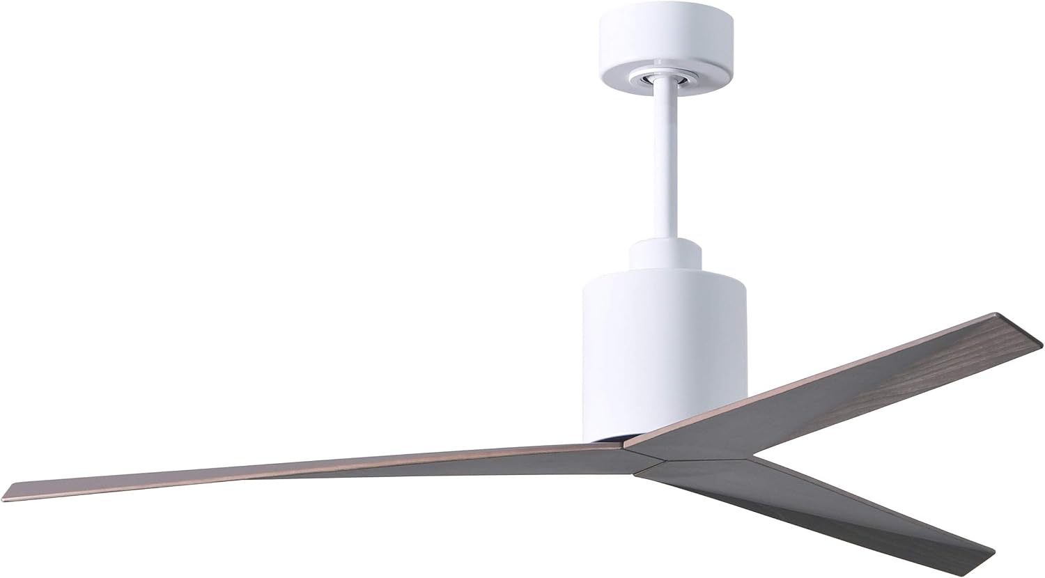 Matthews EK-WH-OO Eliza Wet Rated 56" Outdoor Celing Fan with Remote & Wall Control, No Light, Silent DC Motor, Gloss White with Old Oak Tone