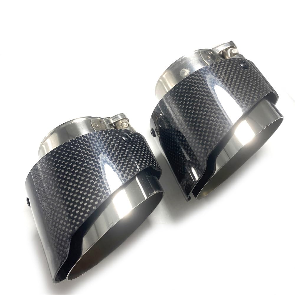 Tubo Escape Coche 1 Uds. Para BMW Tubo Escape Universal 110mm Longitud Tubo Escape Fibra Carbono Real Brillante Modificado Tuberia Escape Silenciador Tubo (Tamaño : In 51mm -Out 76mm)