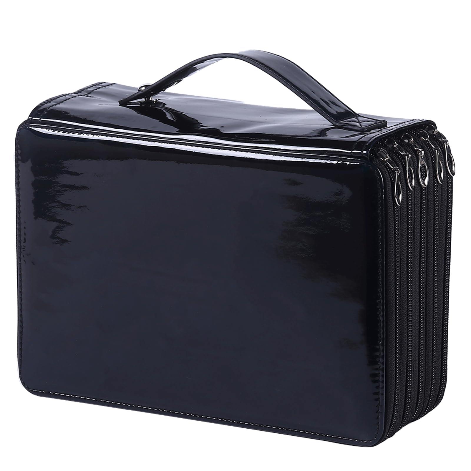 Shulaner Astuccio colorato con 250 scomparti con chiusura a cerniera, impermeabile, in pelle PU, organizer per penne, organizer per artisti (nero)