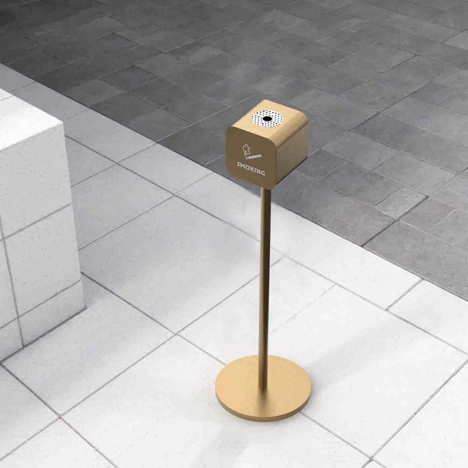 Stainless Steel Heavy-Duty Ash Container, Cigarette Butt Disposal Receptacle, Vertical Smokers Station For Outside Sidewalks And Roadside Areas(Gold)