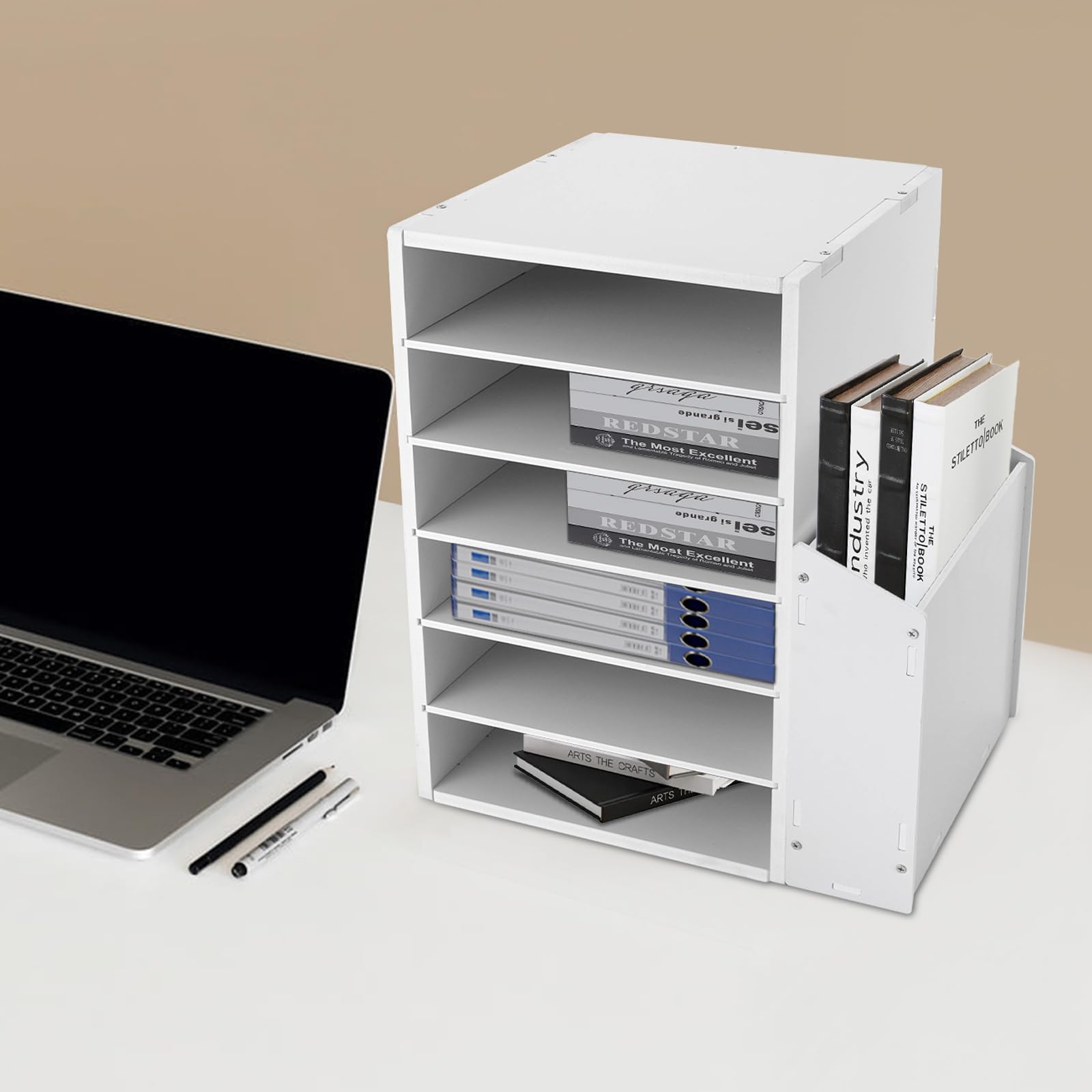 Organizer da scrivania, con 6 scomparti, pannello in PVC, spessore 10 mm, per ufficio, casa, scuola