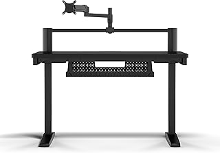Corsair Platform:4 – 120 cm x 76 cm, Altura Fija, Escritorio de Pie para Juegos de Oficina, Cables Escritorio, Alimentación USB, Brazo para Monitor Incluido – Negro