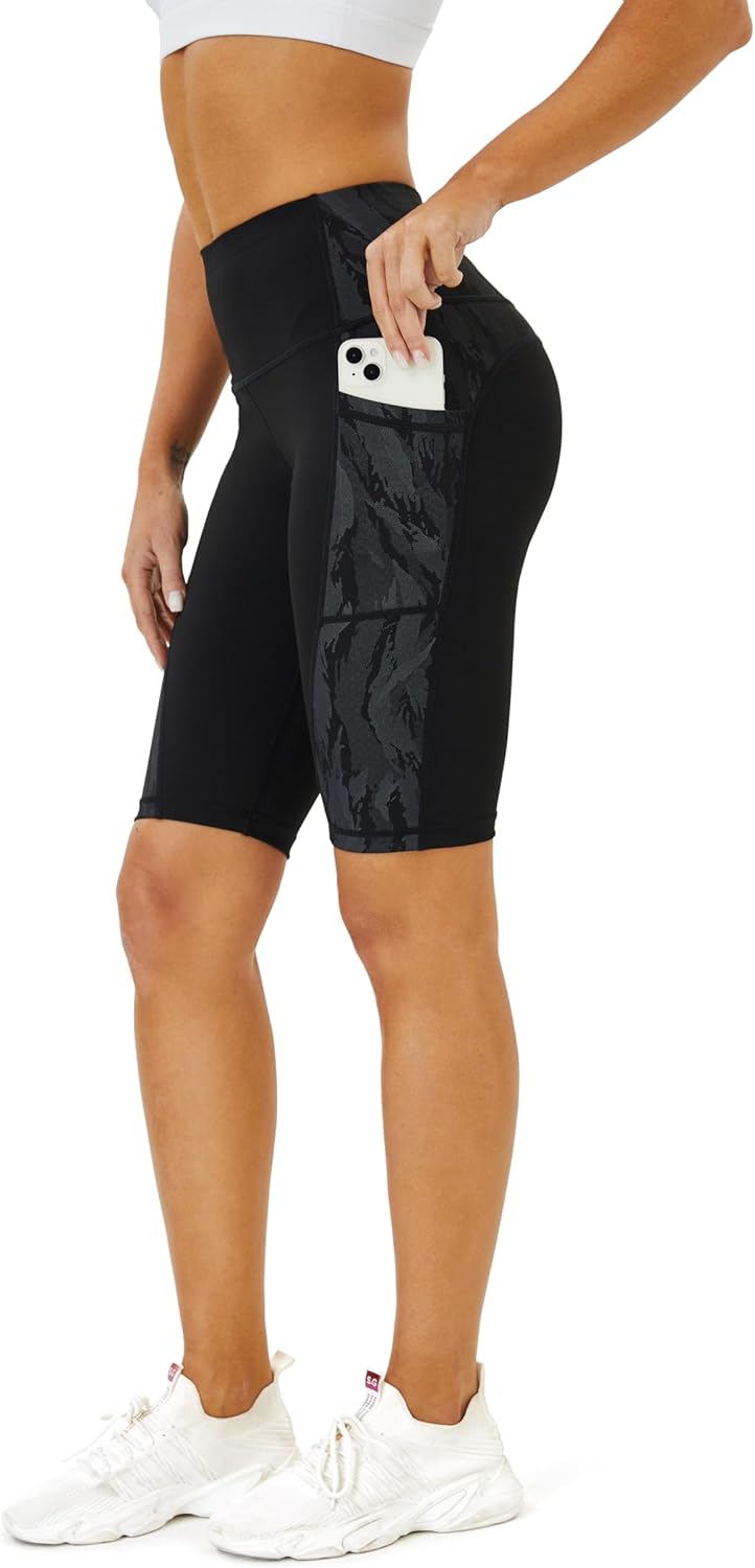 Zinmore Women's Knee Length Tights Yoga Shorts Workout Pants Running Leggings with Pockets