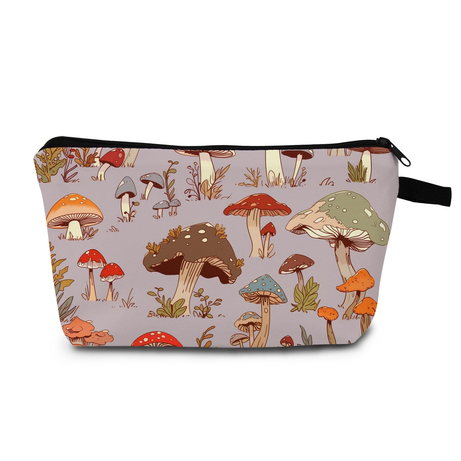 MoCaliduccious Mushroom Print Women Small Makeup Bag Outdoor Fashion Cosmetic Bag Travel Toiletry Kit Zipper Pouch