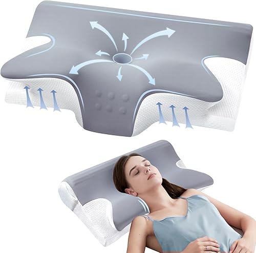 Almohada cervical eficaz para aliviar el dolor para dormir, almohadas de espuma viscoelástica para apoyo del cuello, almohada lateral de contorno