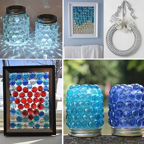 Image of HappyFiller 2 Pound Ruby Red Flat Marbles Glass Gems Pebble Rocks Beads | Flower Vases Fillers,Home Party Table Scatters,Fire Pit Stones,Wedding Centerpieces,Craft Mosaics,3 /4 inch Each