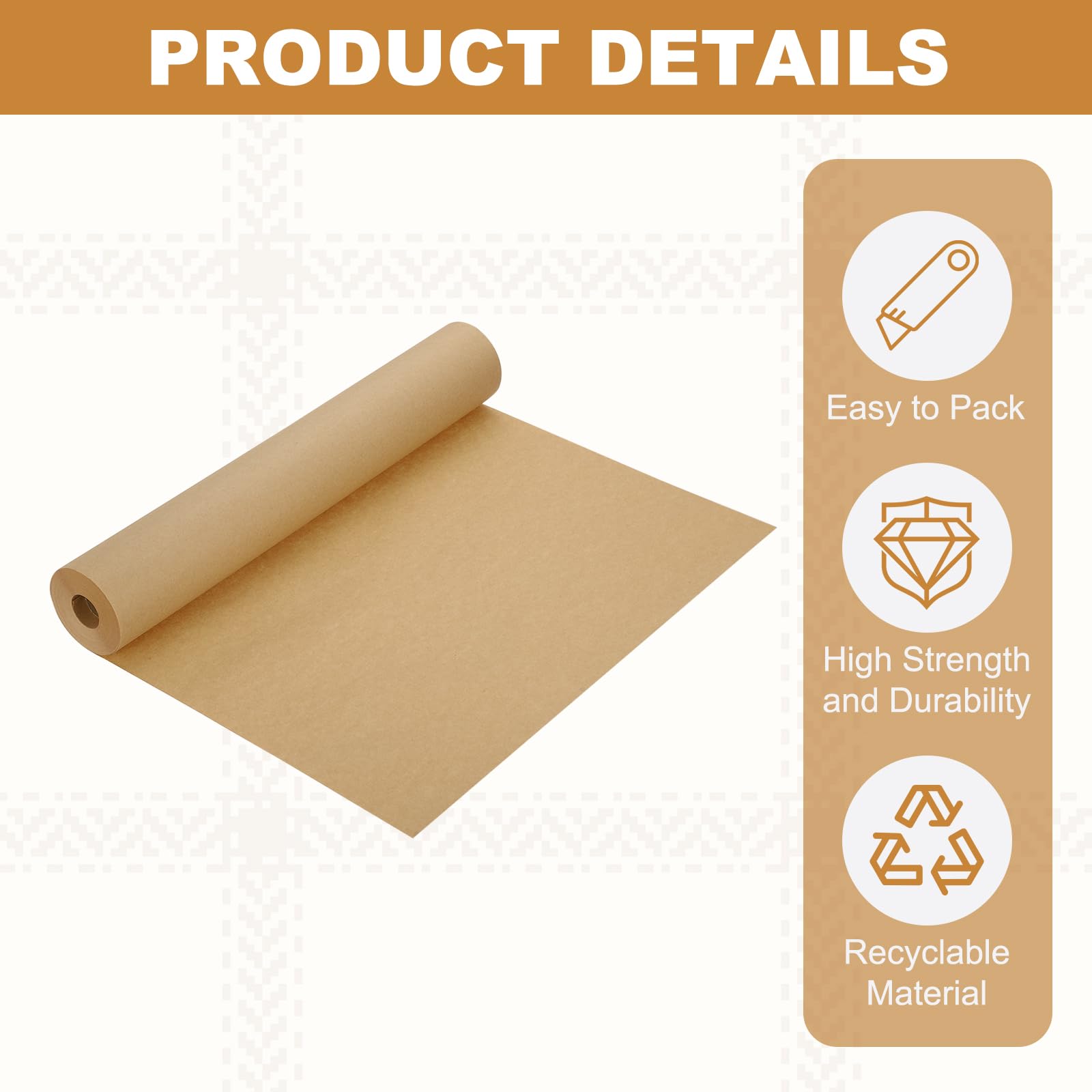QUARKZMAN Carta Da Imballaggio Kraft Rotolo 1181''x17.3'' Marrone Scuro