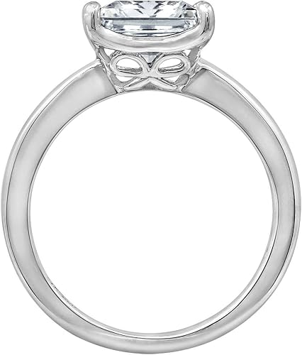 Miniatura 2 de Anillo de compromiso de plata esterlina platinada con circonita talla princesa de Swarovski., platino-bañado-plata, 6, Platino (Platinum-plated),