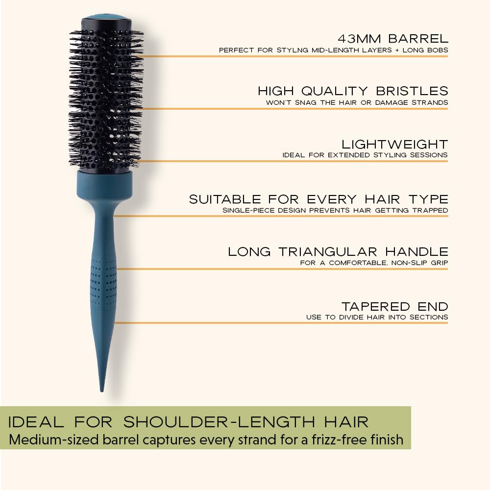 mdlondon BRUSH Radial 2 (43mm Dia. Barrel). Round Hair Brush to Curl & Volumise Mid-Length Hair. Round Hairbrush for Blow Drying. Blow Dry Brush - Image 4