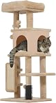 PawHut Cat Tree for Large Cat Adults, 41 Inch Cat Tower for Indoor Cats w/Scratching Posts, Cat Bed, Condo, Grooming Brush, Jumping Platforms, Toy Balls, Anti-tip Kit, Brown