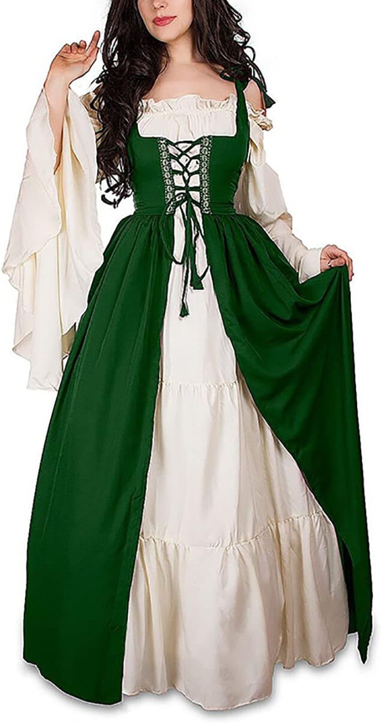 Guiran Womens Retro Renaissance Medieval Costume Dresses Fancy Evening Dress
