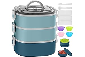 3-Layer Bento Lunch Box with 94OZ Capacity, Leak-Proof Bento Box for Adults and Kids