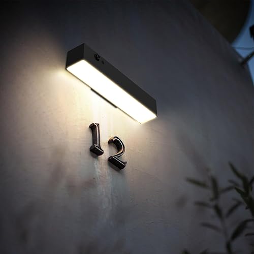 Luces solares para exteriores, luz solar con sensor de movimiento para letrero de casa, IP44 impermeable 1000LM 4000K estilo moderno de lujo sin