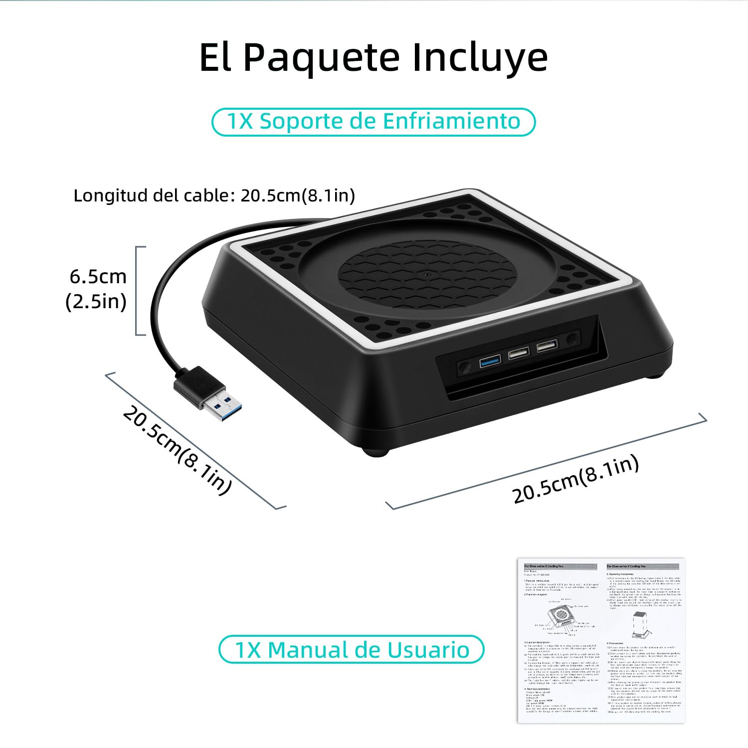 Mcbazel Xbox Series X Soporte de refrigeración con luz RGB/ Función de refrigeración ajustable/ Indicador LED / Puertos USB 3.0 /USB 2.0