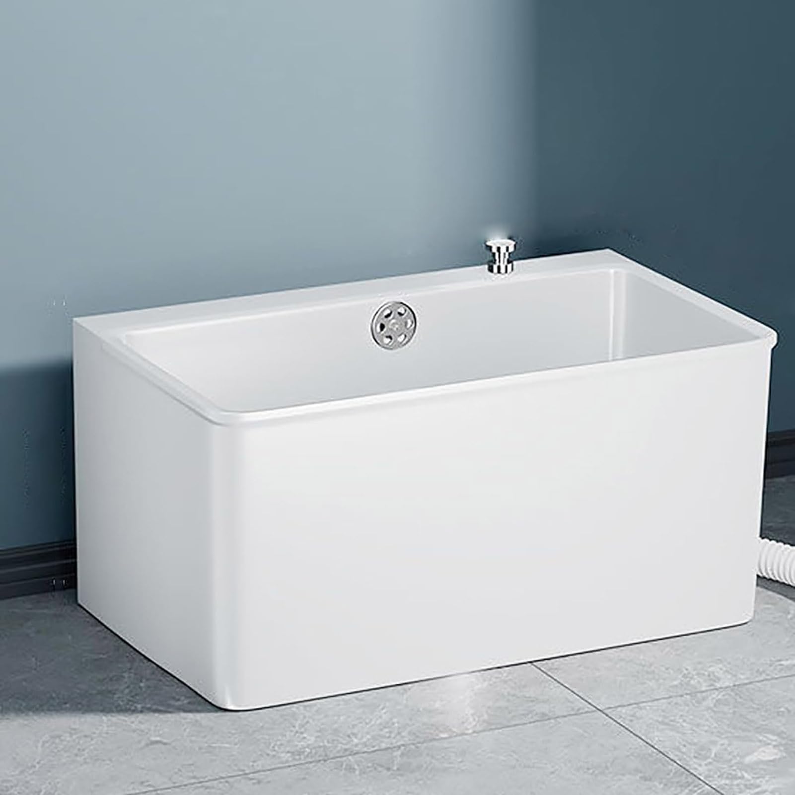 SaryEdge Mop Pool Slop Sinks,Commercial Mop Sink, Floor Standing Mop Service Basin, Multipurpose Utility Sink Laundry Tub for Home Bathroom Balcony Courtyards Outdo,White-48cm