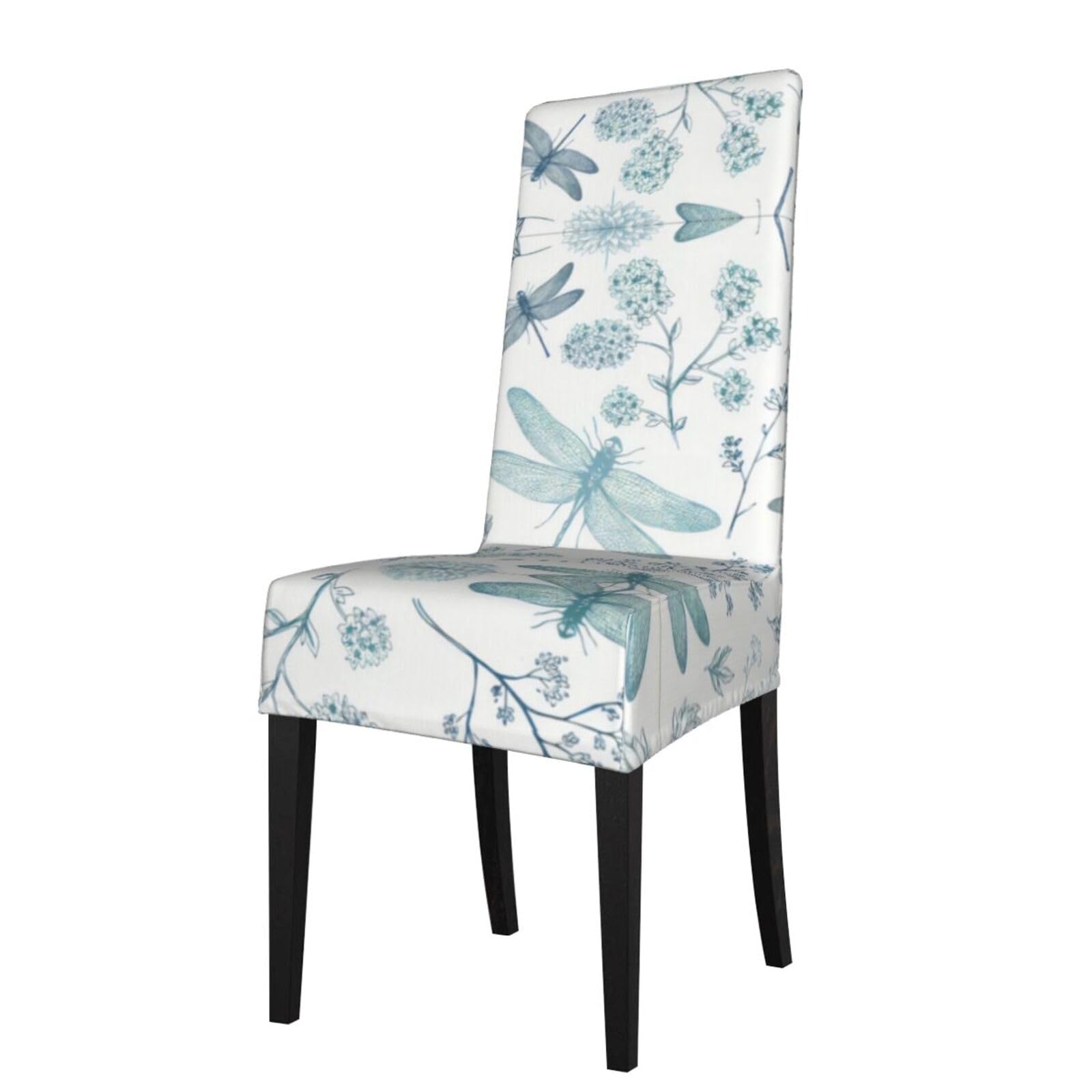 HLSBSSL Dragonfly Printed dining chair covers, wrinkle-resistant and iron-free, suitable for hotels, banquets, and conferences