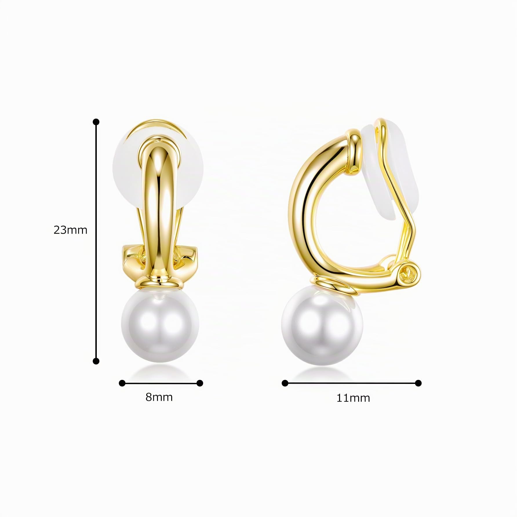 Clips Oreilles Non Percées Argenté et Doré Boucles d'Oreilles Femme Perle Hypoallergénique Boucle Oreille Sans Trou Bijoux Classique et Élégant Cadeau pour ma Femme