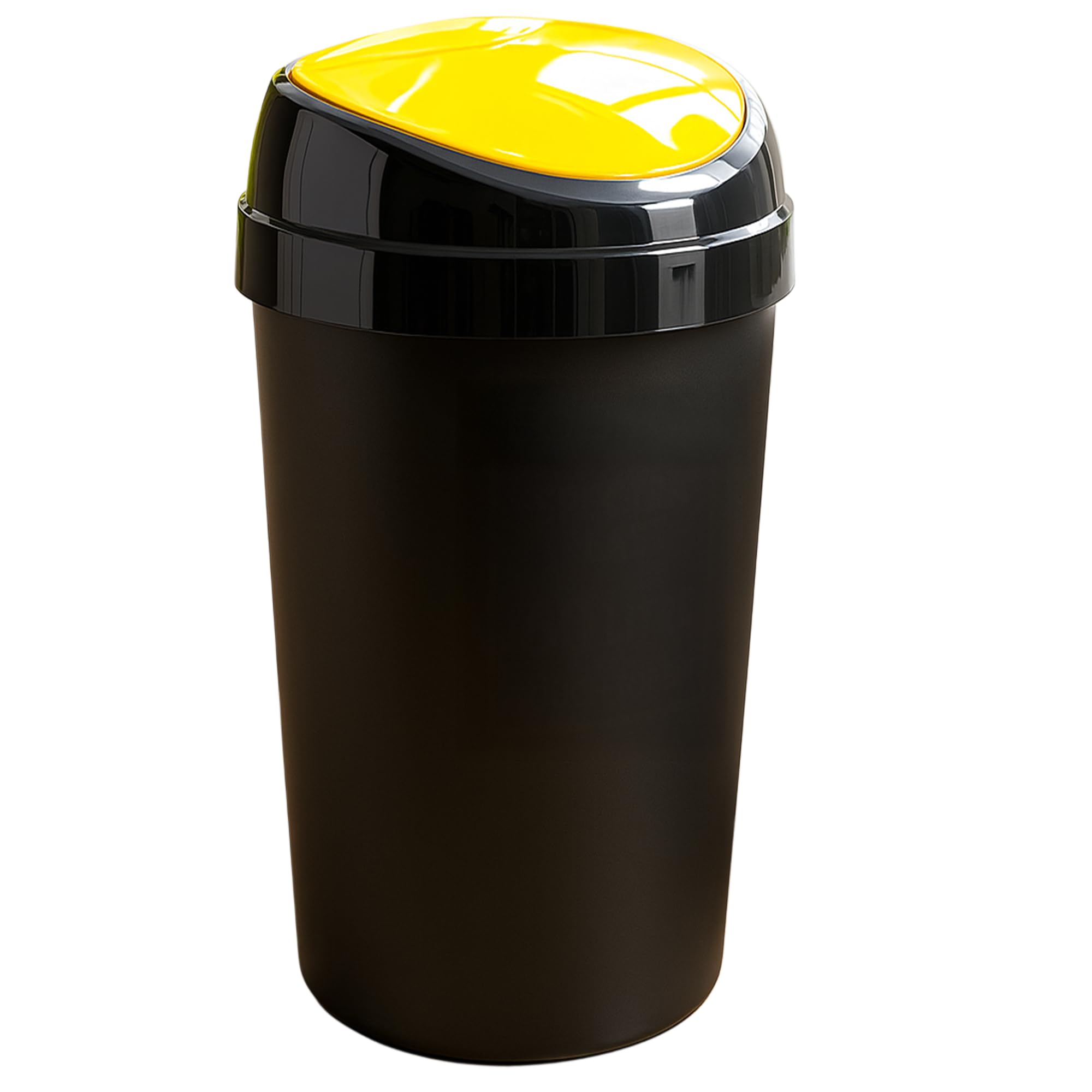 SPECTRAPLAST 60L Premium Black Brabatia Plastic Touch Top Bin, Dustbin, Rubbish Bin for Kitchen, Home With Coloured lids Black/Blue/Red/Silver/Green/Yellow (Yellow)