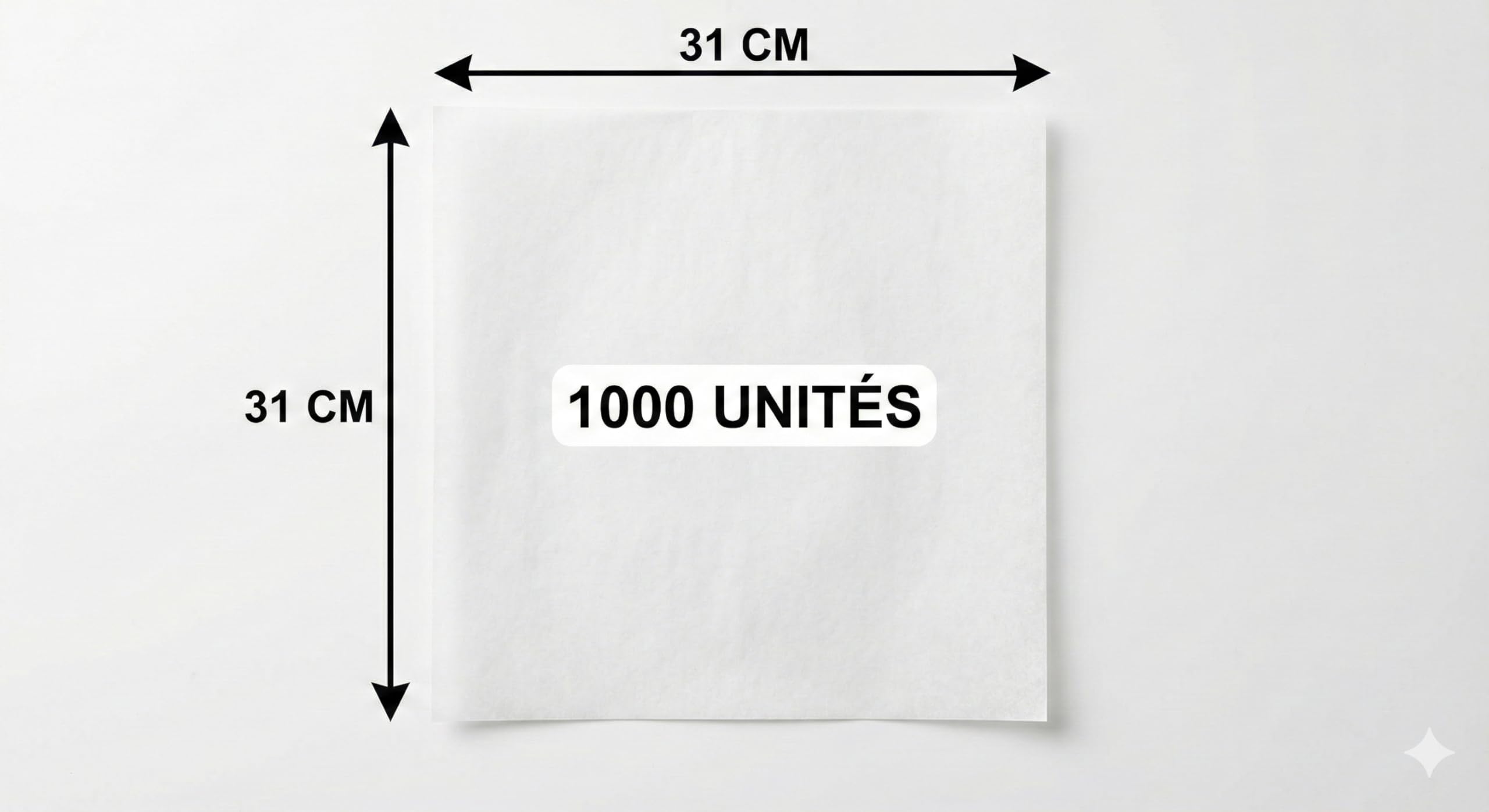 Papier Ingraissable Alimentaire Blanc 31x31 cm – Lot de 1000 Feuilles (40g/m²) – Papier Emballage pour Sandwich, Burger, Kebab, Tacos & Wraps – Résistant aux Graisses