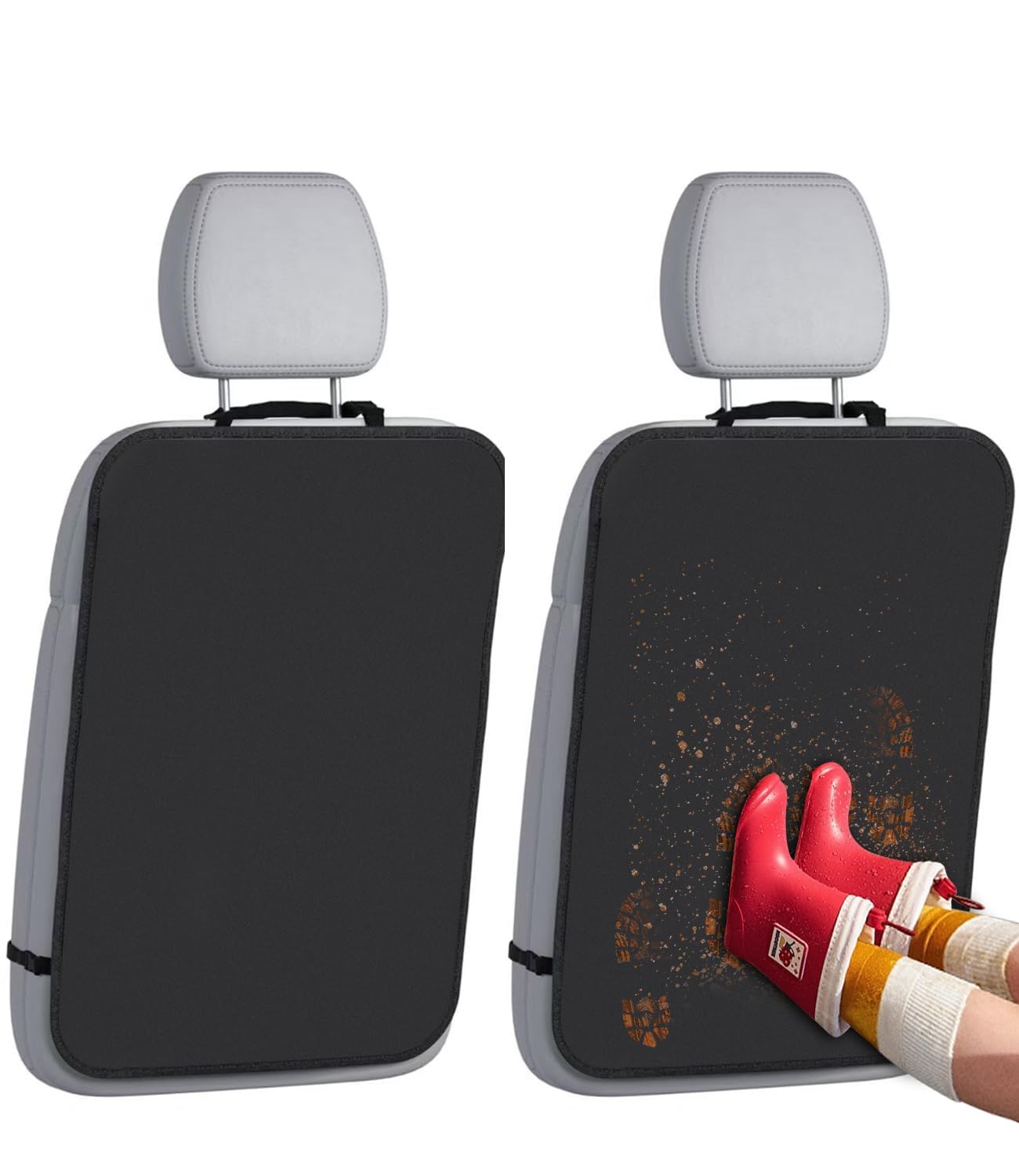 QIZUN 2 Pack Car Seat Kick Mats for Porsche Macan 1 (I) 95B I 2014-2024 -, Waterproof Back Seat Protectors Guard for Kids Muddy Feet, Heavy Duty Scuff Marks Shielding