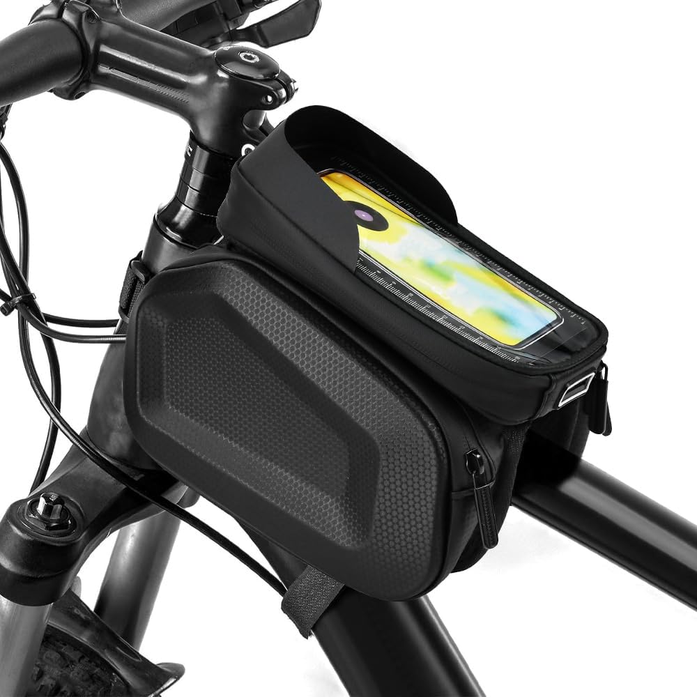 MYJDML Bike Frame Bag for Cube Reaction HYBRID PRO 800 ALLROAD, Waterproof Bike Top Tube Bag Hard Casing Large Capacity Cycling Storage Bag with TPU Touch Screen
