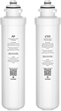 ICEPURE PP and CTO 2-stage Filters Replacement for ICEPURE 6-in-1 Bottleless Water Cooler Ice Maker with 2-Stage Filtration, WiFi, Bullet and Crushed Ice, YD-ZB007, 6 Months