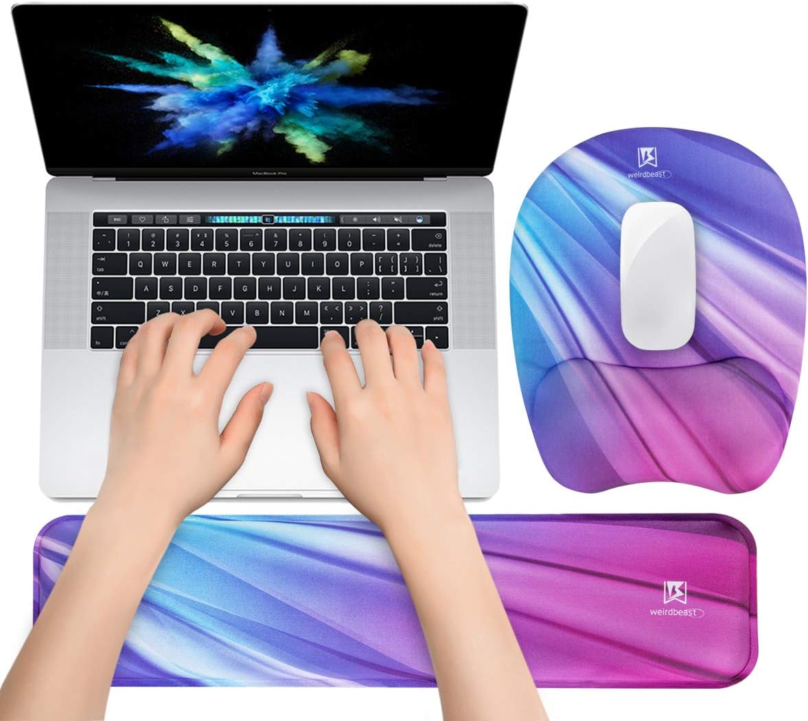 Memory Foam Set Keyboard Wrist Rest Pad & Mouse Wrist Rest Support,Ergonomic Design for Office,Home Office,Laptop,Desktop Computer,Gaming Keyboard - Multicolor
