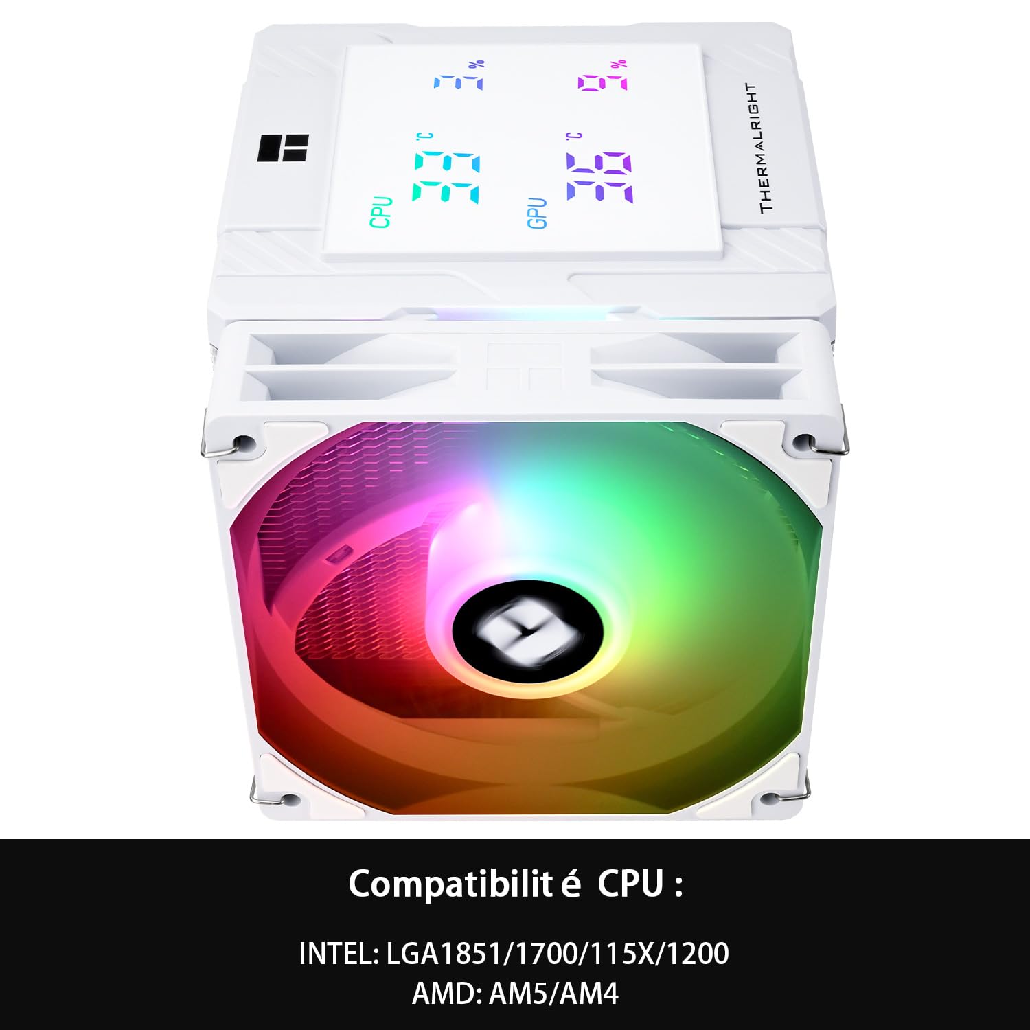 TR Peerless Assassin 120 Digital ARGB - Enfriador de aire para CPU, cubierta superior, pantalla digital, enfriador de CPU para ordenador con 6 tubos de calor, para AM4/AM5, Intel LGA1700/1851/1150