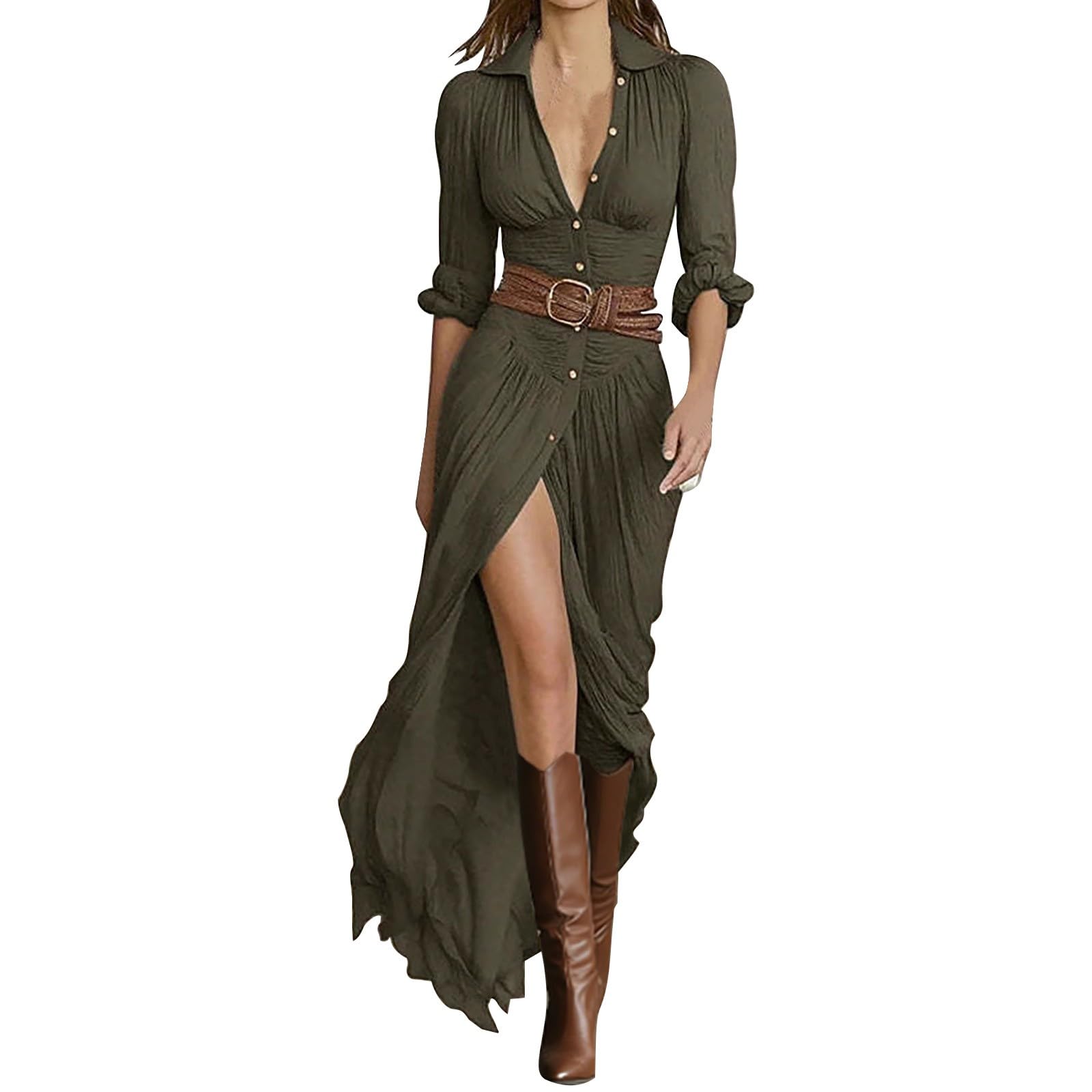 Hippie Dresses Women UK Womens Retro Western Cowboy Outfits Long/Short/Sleeveless Sleeve Vintage Dresses Country Western Dress Women Concert Party Going Out Vacation Special Occasions Elegant Dress