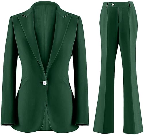Wemaliyzd Trajes de mujer de 2 piezas para trabajo, oficina, pico de solapa, ajuste delgado, pantalones blazer para oficina
