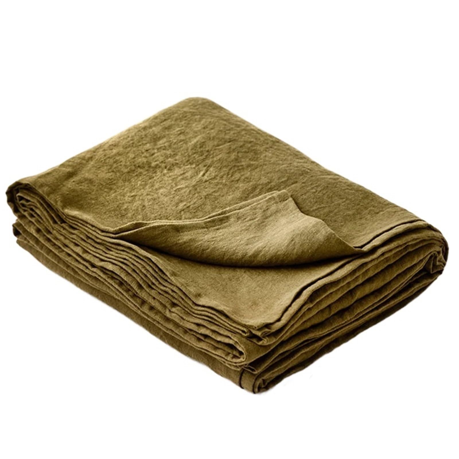 Drap en lin pur respirant thermorégulateur pour lit King taille olive