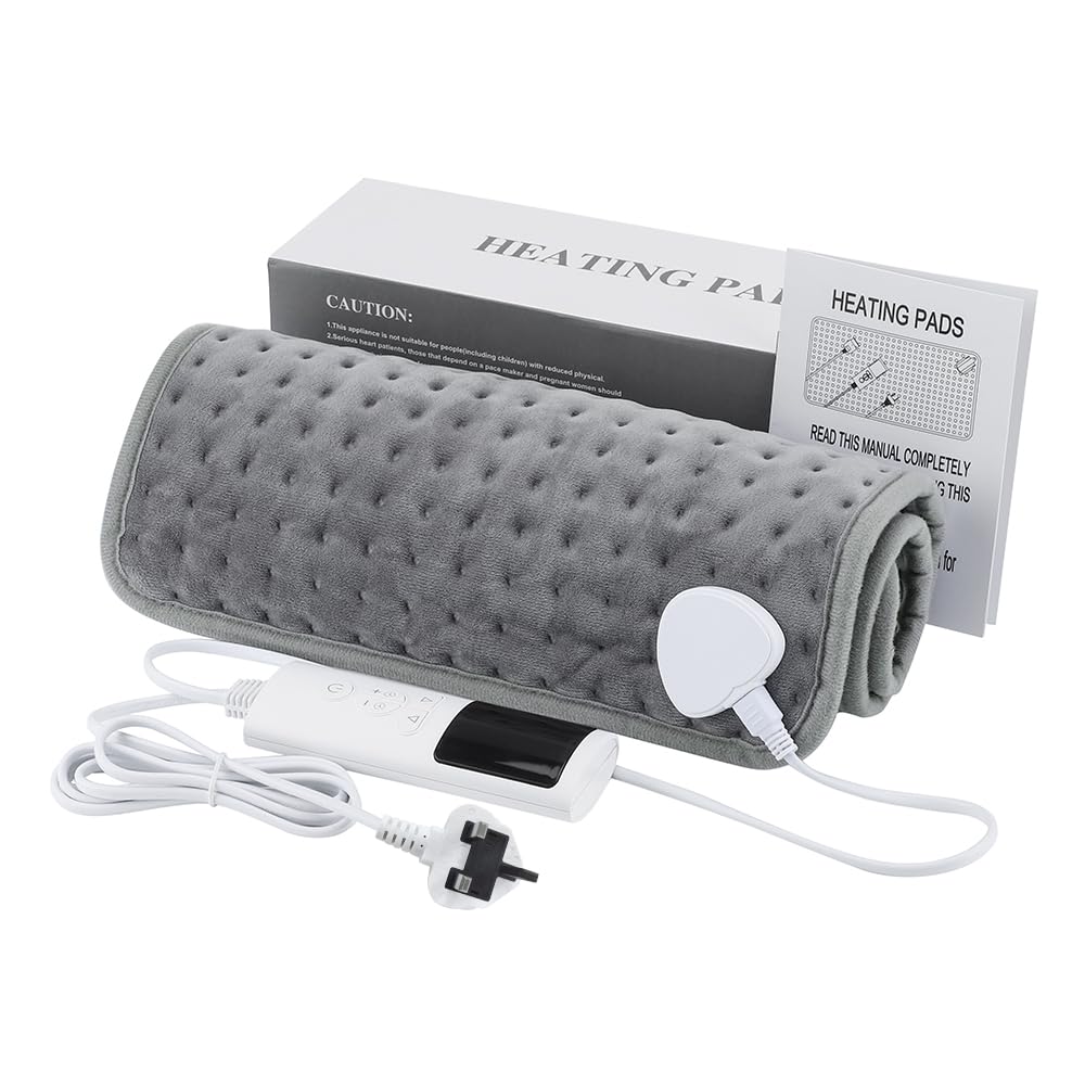 Cuscino riscaldante, Cuscino elettrico 12" x 24" con spegnimento automatico e 9 livelli di temperatura, Cuscino riscaldante per schiena, collo, spalle, riscaldamento rapido e lavabile in lavatrice