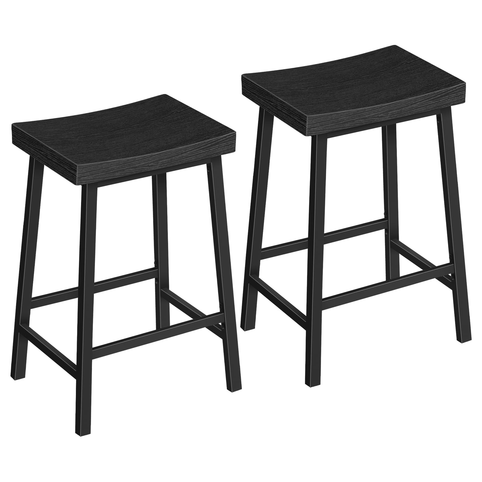 MAHANCRIS Bar Stools, Counter Height Bar Stools Set of 2, 23.7 Inch Saddle Stools with Footrest, Kitchen Stools, Industrial Style, for Dining Room,