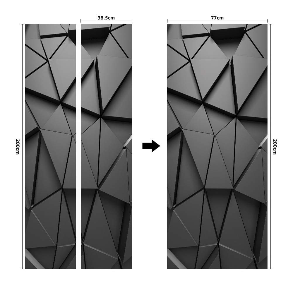 Poster de porte 3D géométrique pour salon et cuisine moderne 77x200cm