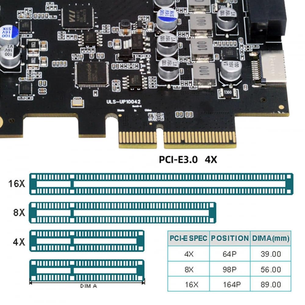 CY Karta typu E USB 3.1 gniazdo na panelu przednim i USB3.0 19-pinowy/20-pinowy i podwójny adapter karty USB-C na PCI-E Express ASM3142 VL822