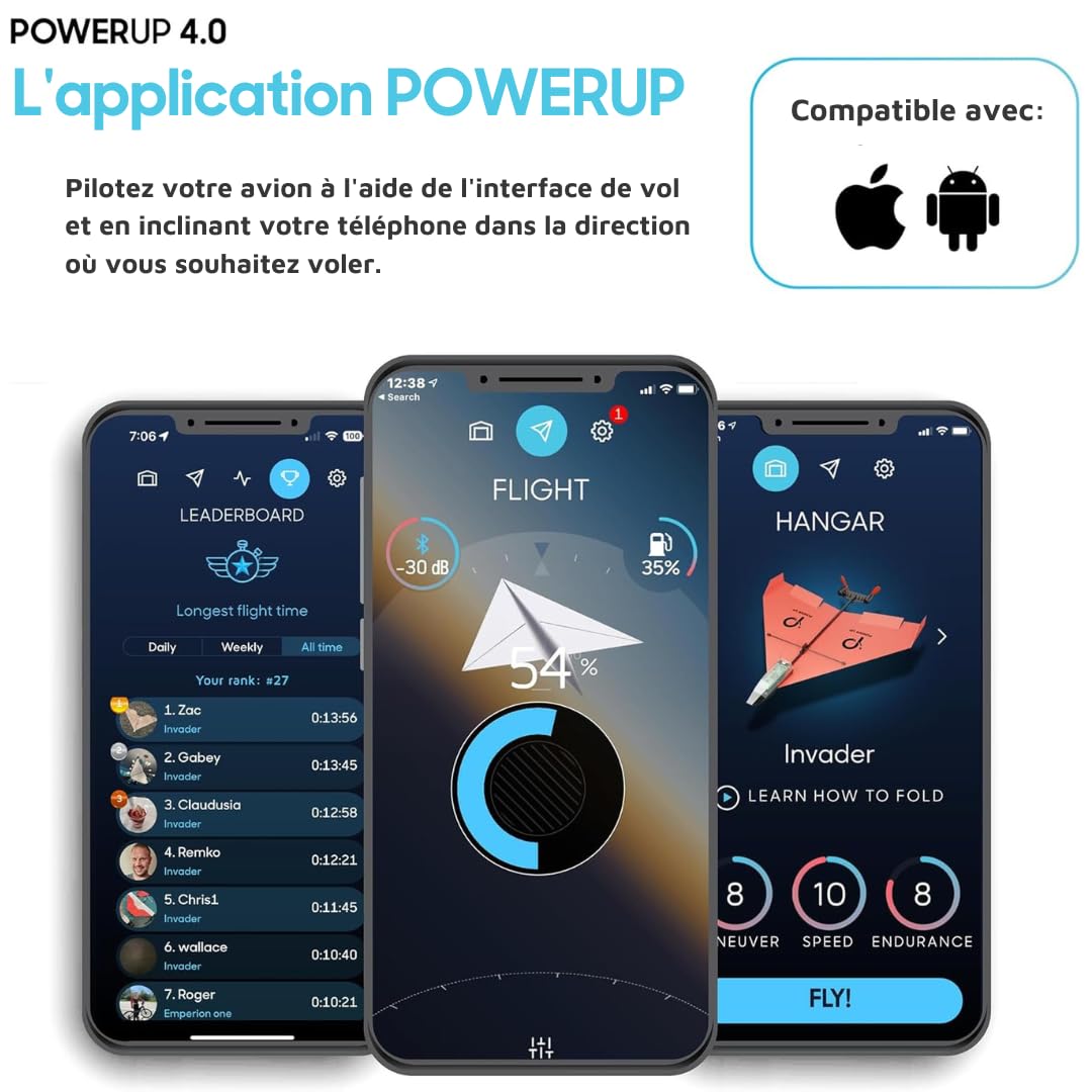 POWERUP 4.0 Kit RC Avion en Papier Télécommandé par Smartphone avec Stabilisateur Gyroscopique et Pilote Automatique