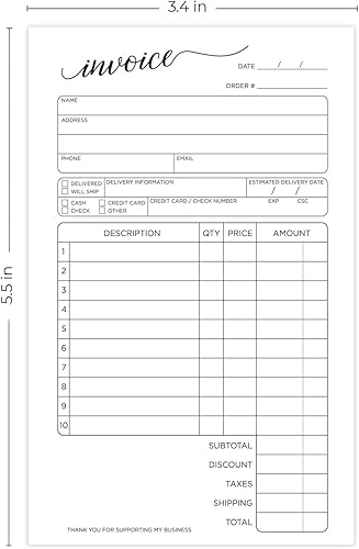 Miniatura 5 de Stylish Script - Bloc de formulario de factura sin carbono de 2 partes, 50 hojas, 3.4 x 5.5 pulgadas, libro de recibos de venta de pedidos de compra