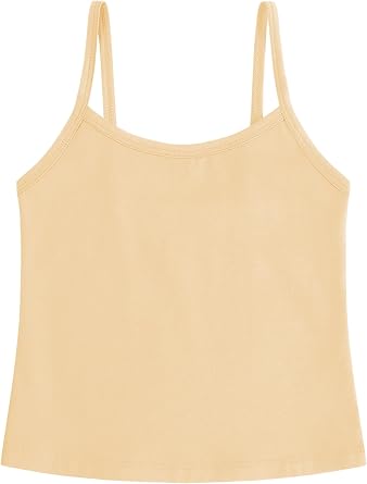 QBK Girls Tank Top Camisole Cotton Cami Spaghetti Strap Undershirt | Toddler Cotton Tagless Cami Sleeveless Spaghetti Undershirts for Gymnastics Dancewear