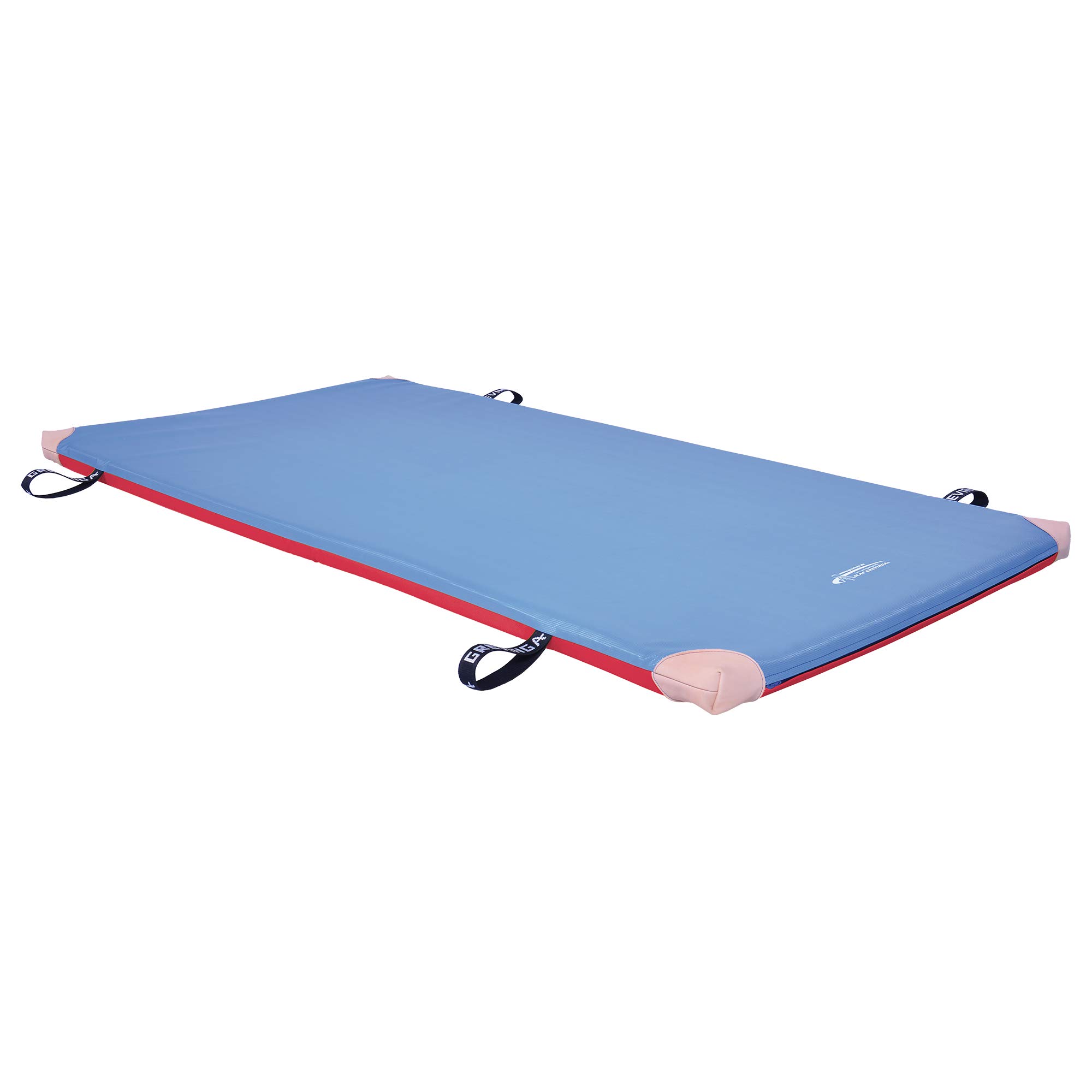 Grevinga Fun - RG 35 Soft Tappetino morbido da ginnastica, con angoli in pelle e impugnatura per il trasporto, blu-rosso, 200 x 100 x 6 cm