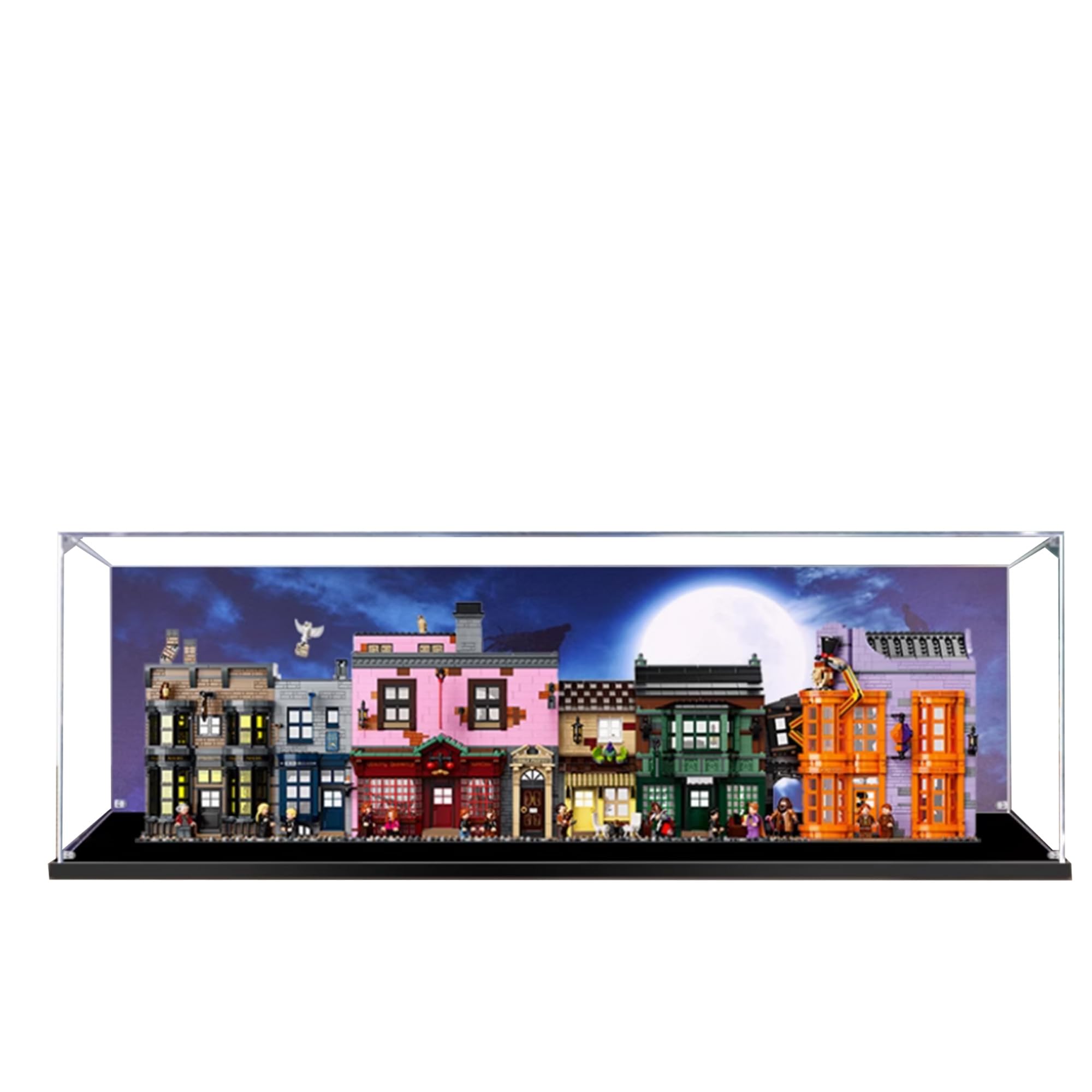 Acrylic Display Case for Lego 75978 Diagon Alley Building Set,Clear Display Case, Dust-Proof Display Case Compatible with Lego 75978 (Only Display Case) (Background)