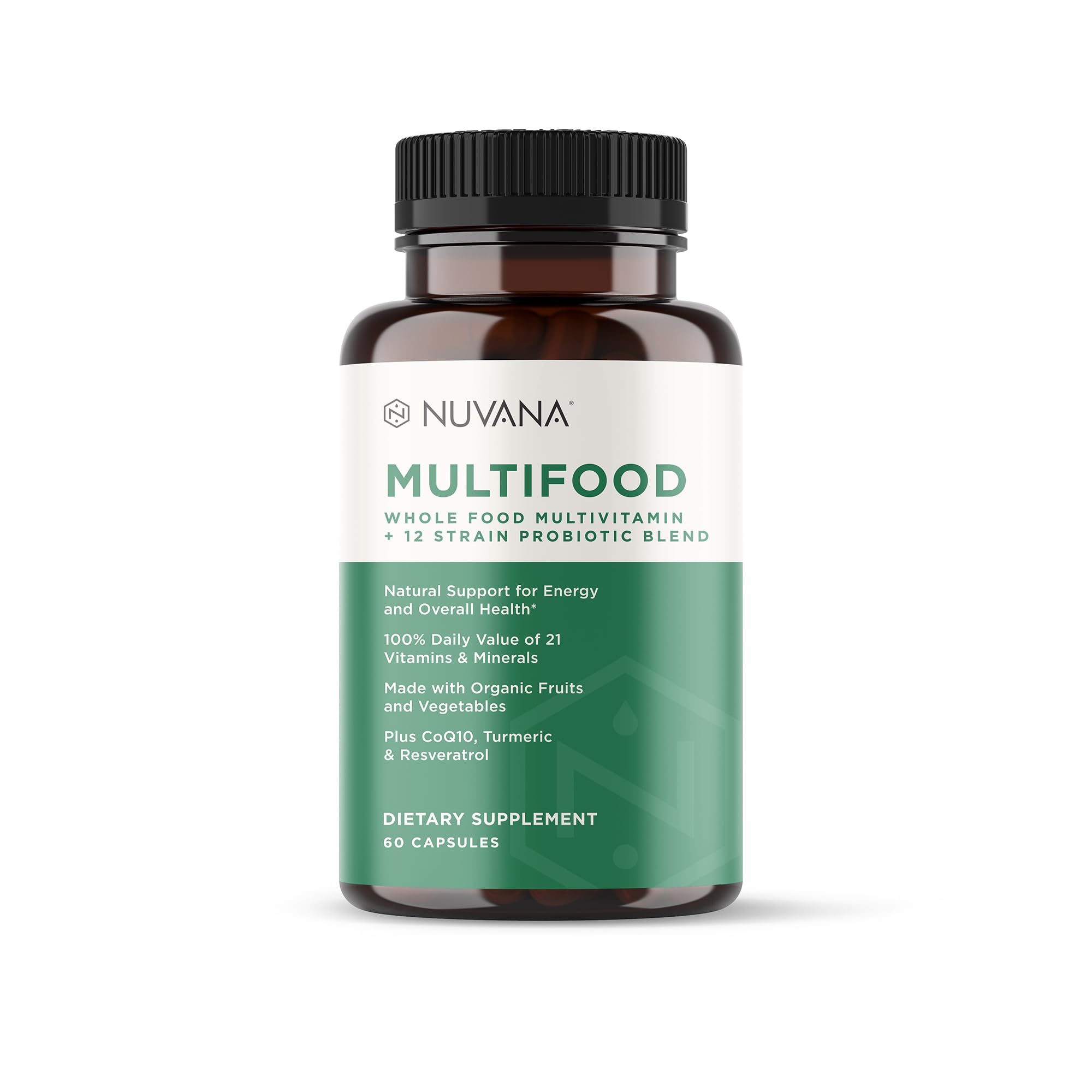 Multifood Whole Food Multivitamin for Men & Women | 21 Organic Fruits & Vegtables | Boosts Energy, Supports Gut & Immune Health | Prebiotics & Probiotics | 60 Capsules