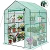 Greengro Greenhouse, 56 x 56 x 75'' Greenhouses for Outdoors, Durable Green House Kit with Window, Thicken PE Cover, 3 Tiers 8 Shelves, Heavy Duty Walk in Green Houses for Indoor Backyard Outside