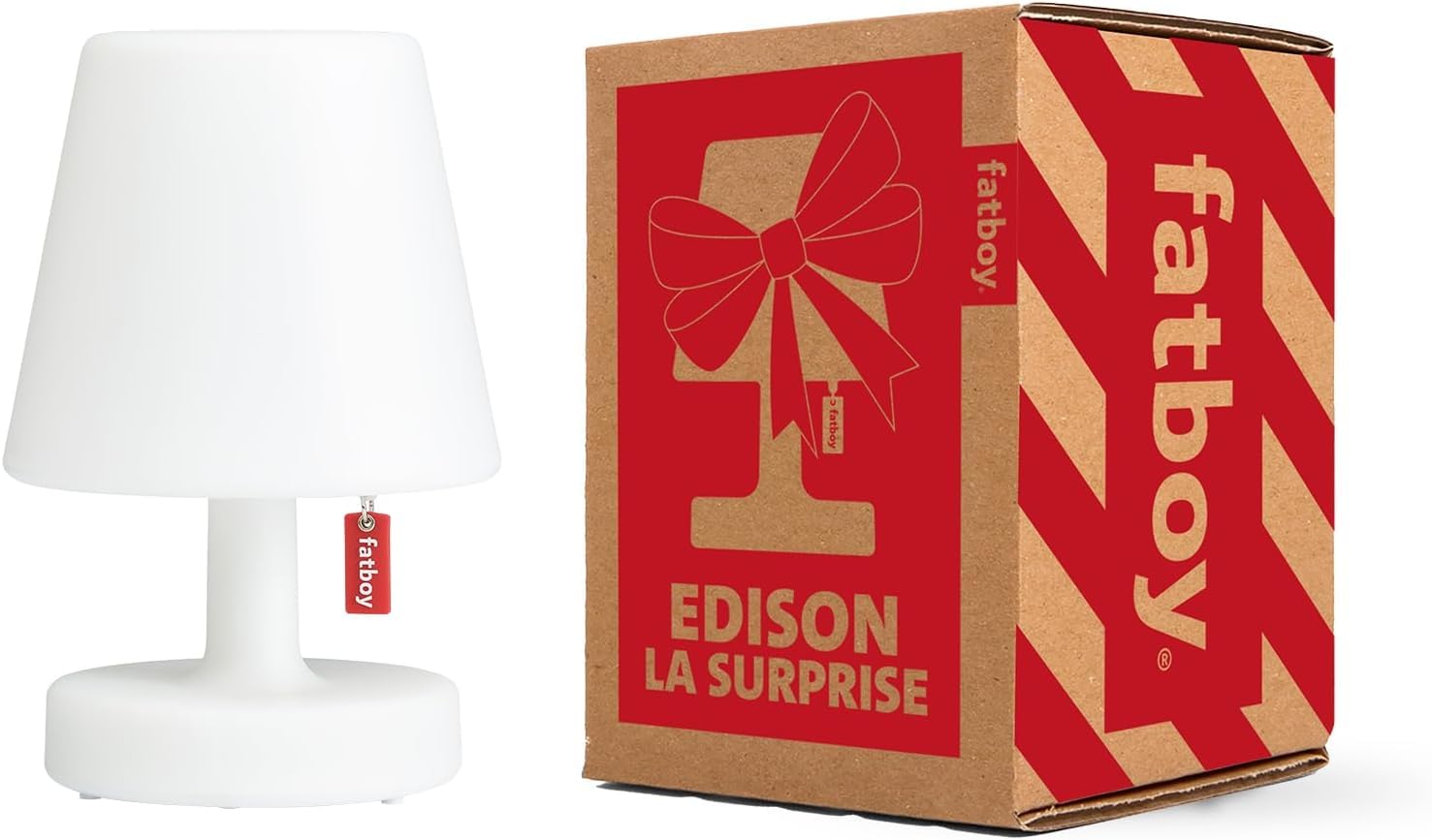 Fatboy Edison La Surprise DUO pack LED Tischlampe Mini - Dimmbare Nachttischlampe mit Ladefunktion - Kabellos - Akku für 6 bis 20 Stunden - 3000K Leselampe - Indoor Outdoor Tischleuchte - 15cm Höhe