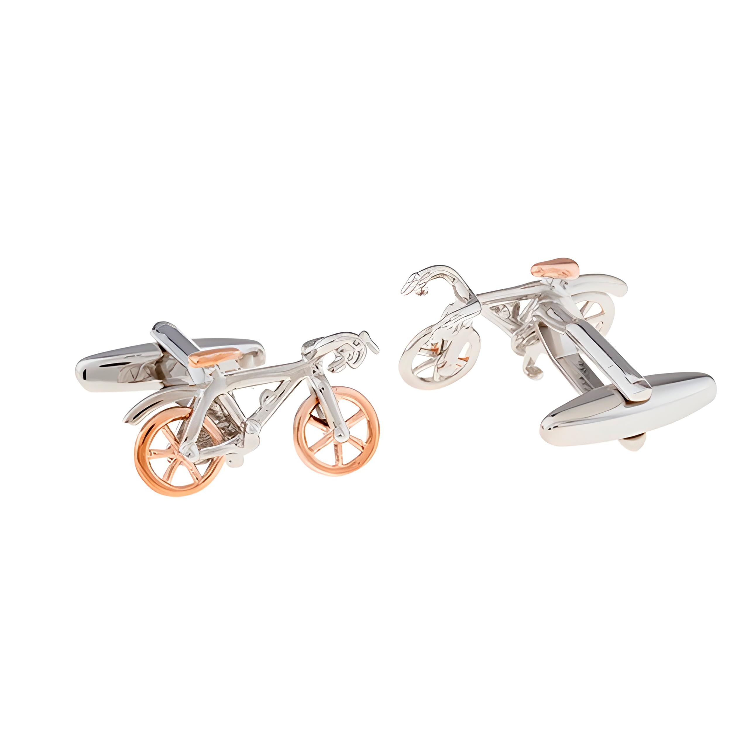 Gemelos de Boda de Bicicleta en Dorado y Plateado | Gemelos Originales Para Camisas | Para Hombres y Niños | Regalos Para Bodas, Comuniones, Bautizos y Otros Eventos