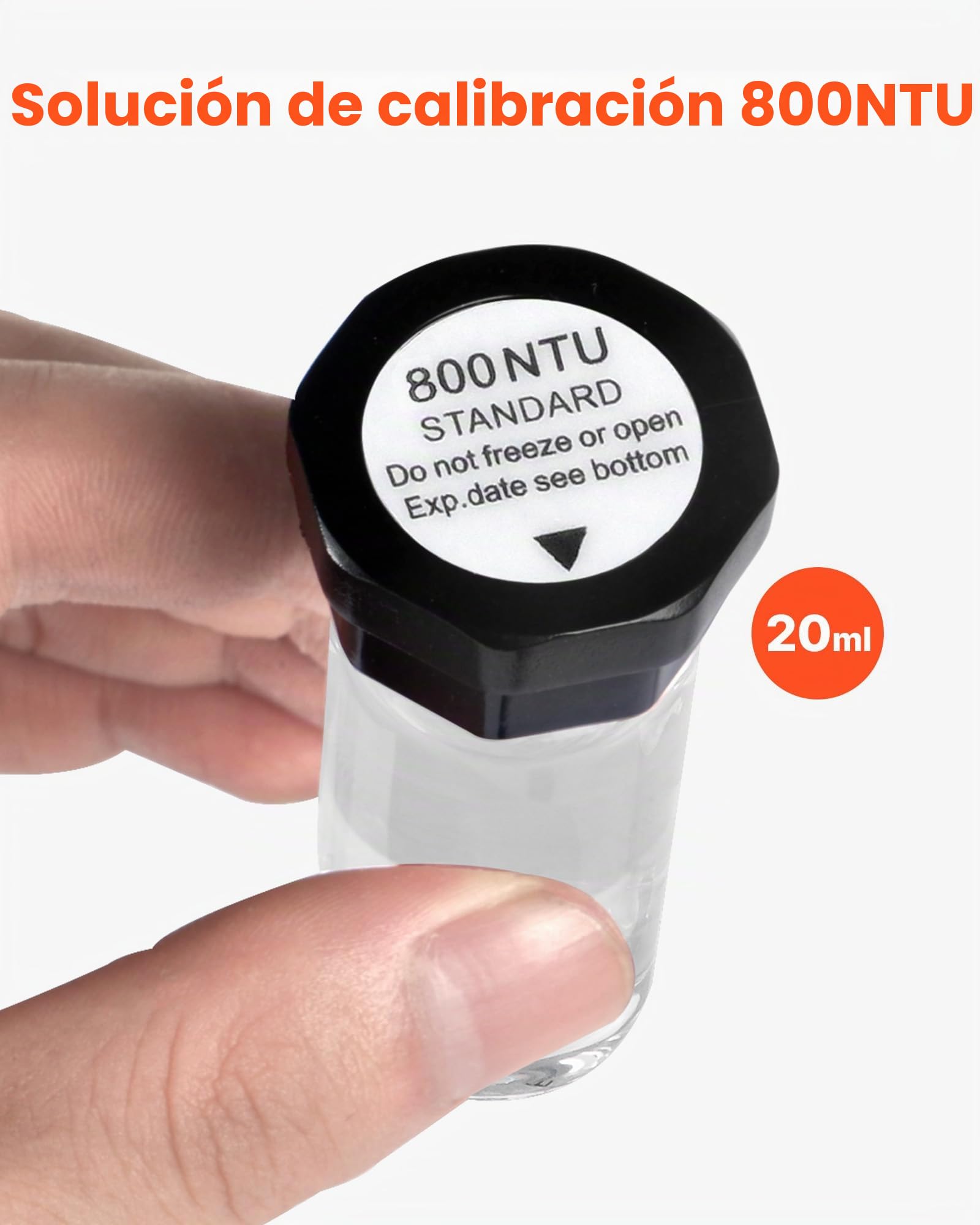 VEVOR Kit Completo de Solución de Calibración de Turbidez, 20/100/400/800 NTU, 20 ml Cada Uno, 4 uds, para Turbidímetro TN2000, Inserto Protector a Prueba de Golpes, Diseño de Botella Sellada