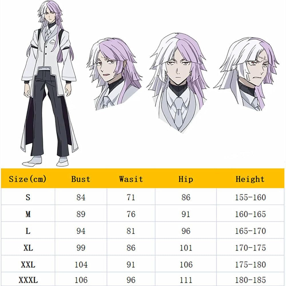 Charous Anime Bungo Stray Dogs Cosplay Sigma Kostüm,Unisex Langer Mantel Uniformanzug Für Manga Ausführen Cosplay