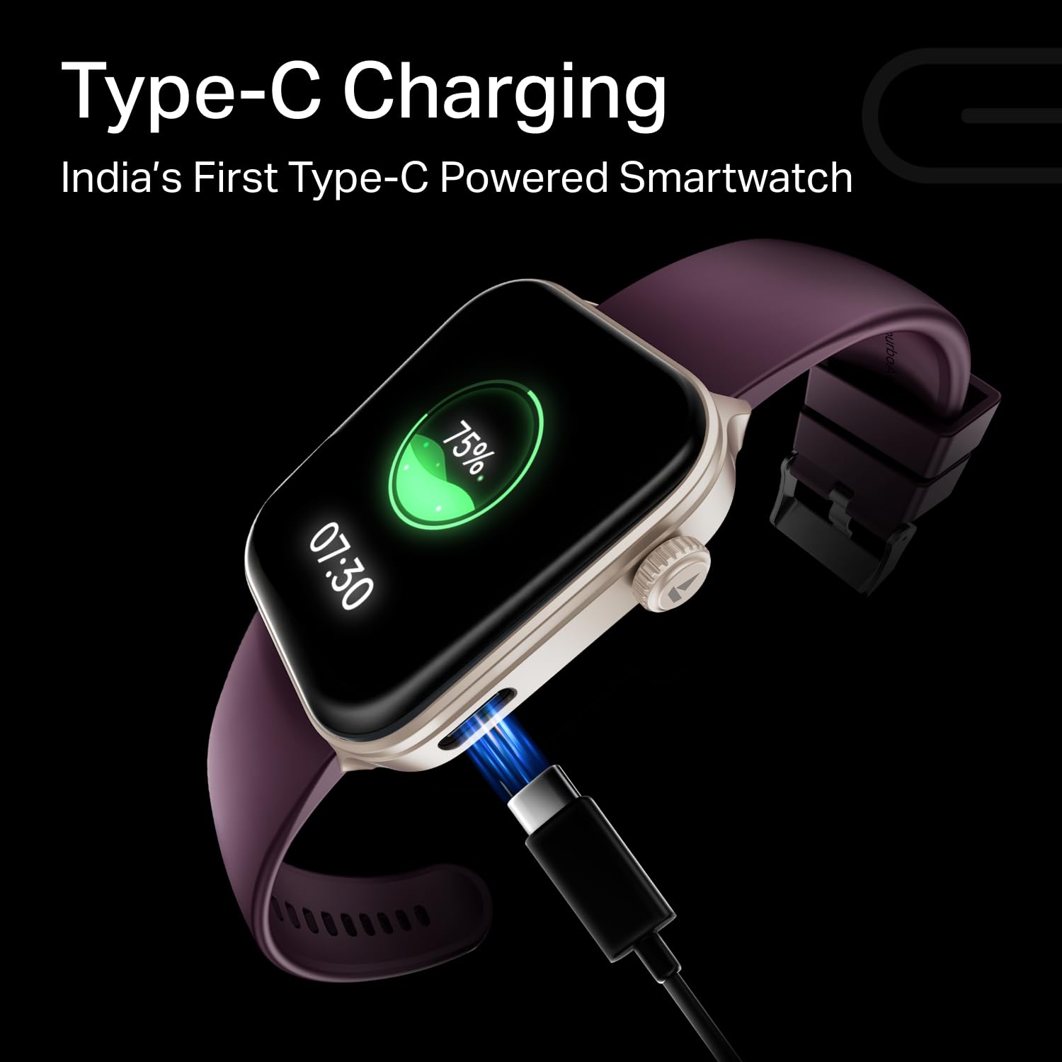 boAt Storm Call 4 India's first Smartwatch with Type-C Charging,1.96”(4.97 cm) HD Display, Functional Crown, BT Calling, Sports Modes, Heart Rate, SpO2, Sleep & Stress Tracking, SOS, IP68(Velvet Wine) — Amazon image 4