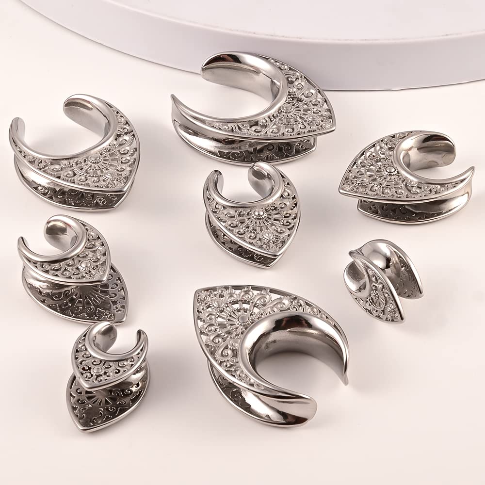 Vankula Dilatatori Lobo Sella tunnel dilatatore orecchie in Acciaio inossidabile Vacuo lobi piercing espansori Gioielli Uomo Donna 8mm a 25mm
