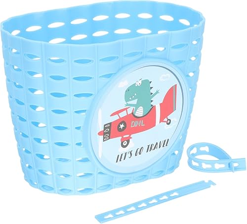 INOOMP Cesta de bicicleta para niños, manillar delantero de plástico, cesta de elevación de bicicleta, fácil instalación, cesta de liberación rápida