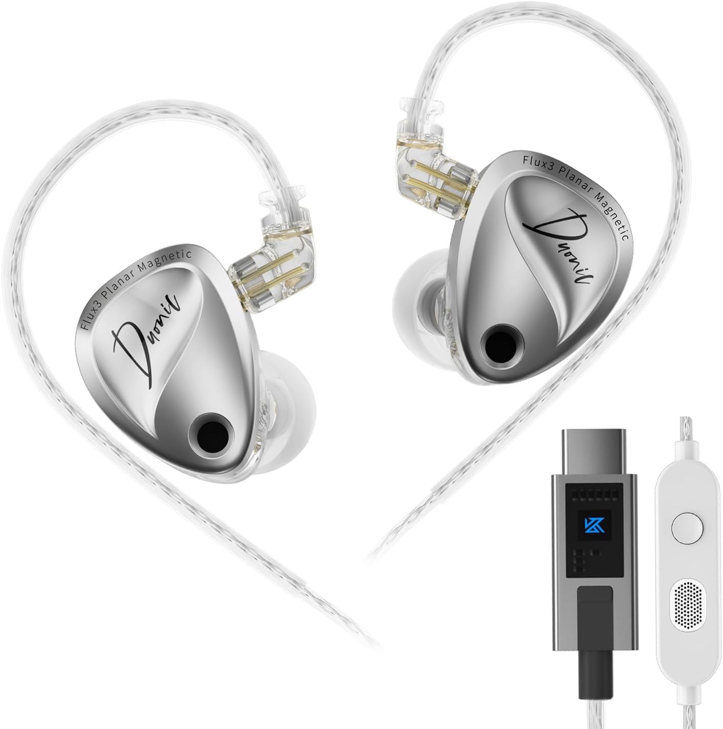 Duonic USB C Headphones, Triple-Magnet Planar Magnetic + Super-Linear Dynamic Dual Driver Earbuds, HiFi Bass Earphone with Microphone, Comfort-fit Noise Isolating IEM (Classic, DSP)
